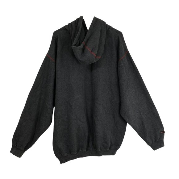 Fubu Charcoal Gray Hoodie Sweatshirt Red Accents Drawstring Hood Mens Size L - Picture 10 of 12